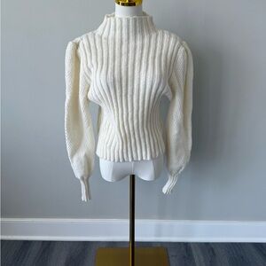 SHEIN Cream Ribbed Turtleneck Sweater